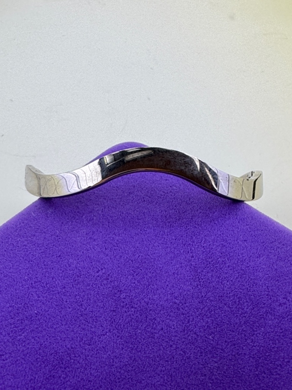 💛 Vintage Sterling Silver Wave Cuff Bracelet | Polished Modern Design | Stacking